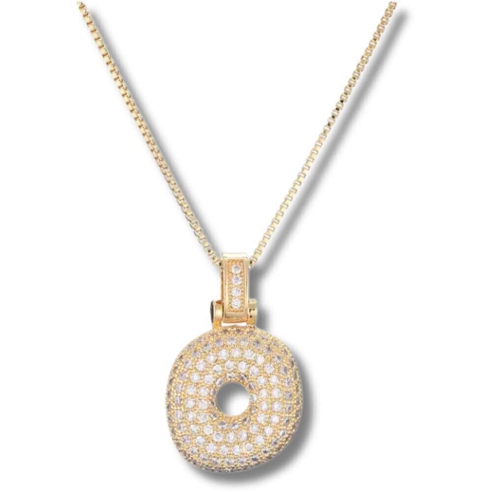 Bubble Letter Initial "O" Pendant w/Chain Necklace